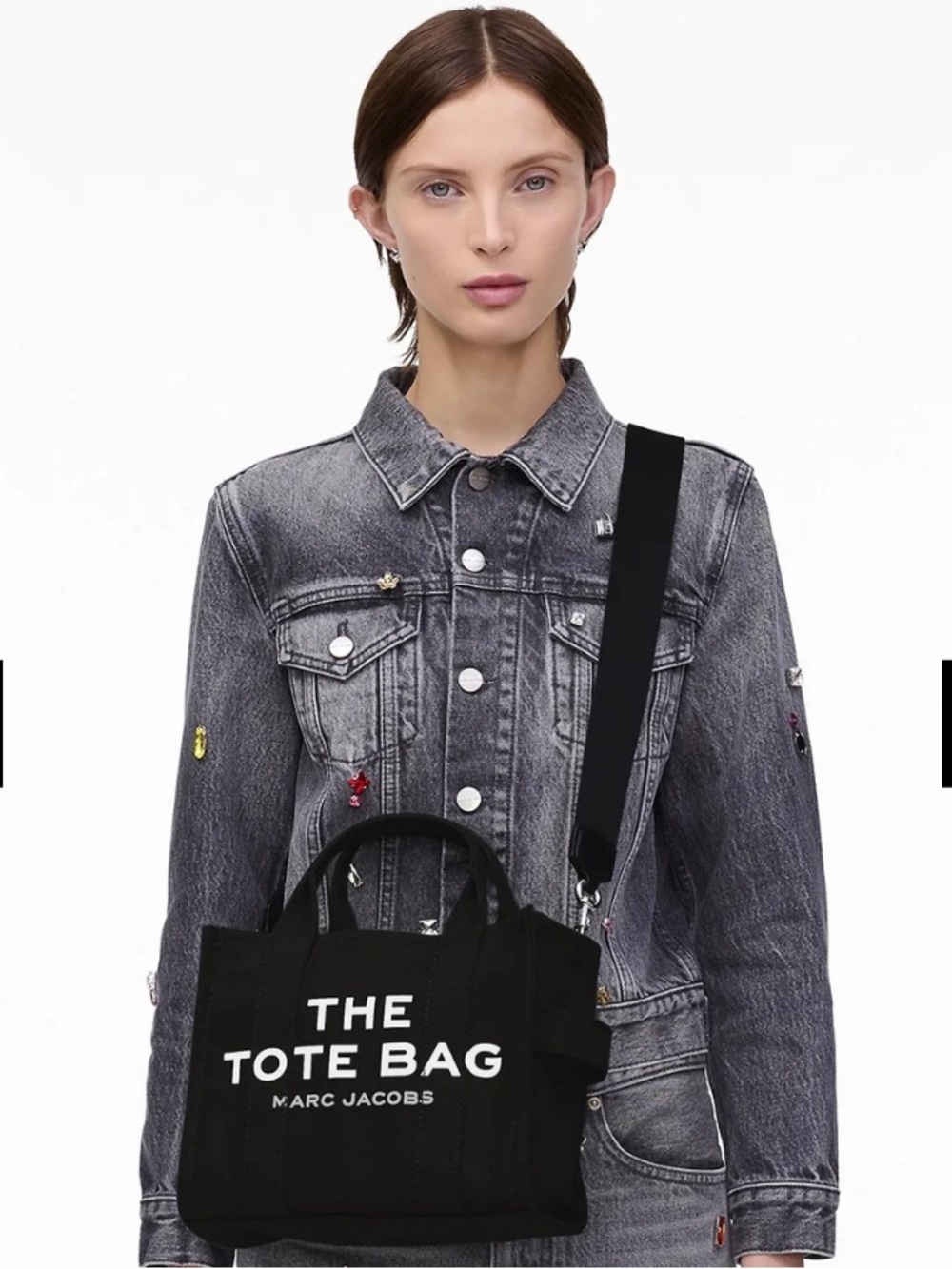 Marc Jacobs Black Canvas Tote Bag with White Logo